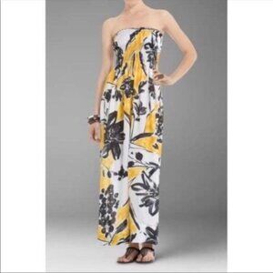 BCBG MaxAzria Silk Strapless Floral Maxi Dress